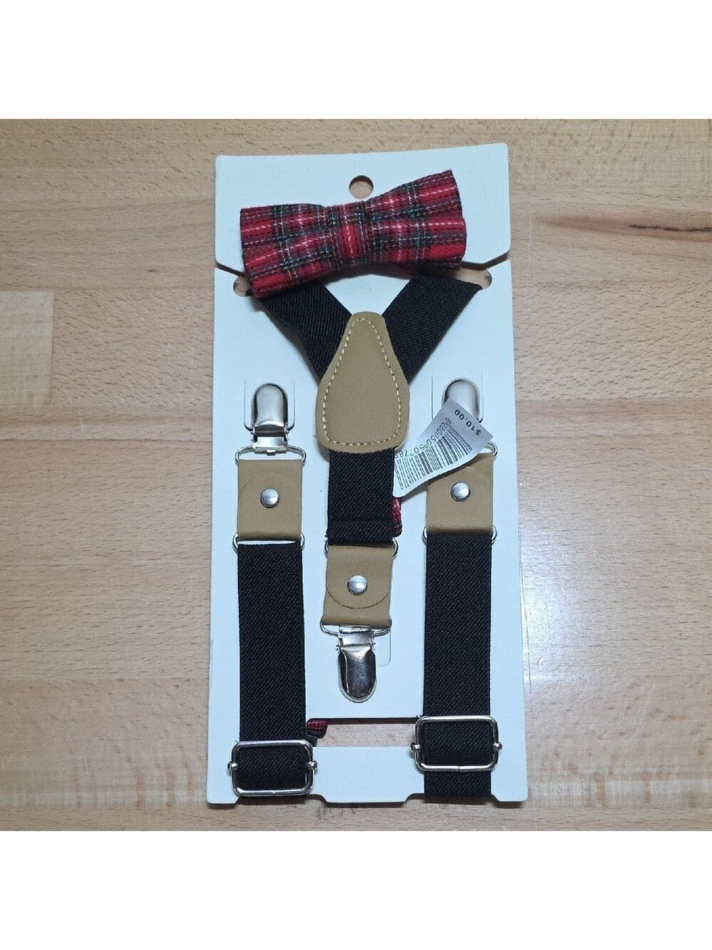 Plaid Bow Tie and Suspenders Set